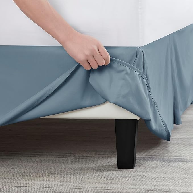 Nestl Stone Blue Twin Bed Skirt - Twin Size Bed Skirt 14 Inch Drop - Brushed Microfiber Bed Skirts - Hotel Quality Pleated Bed Skirt - Shrinkage & Fade Resistant