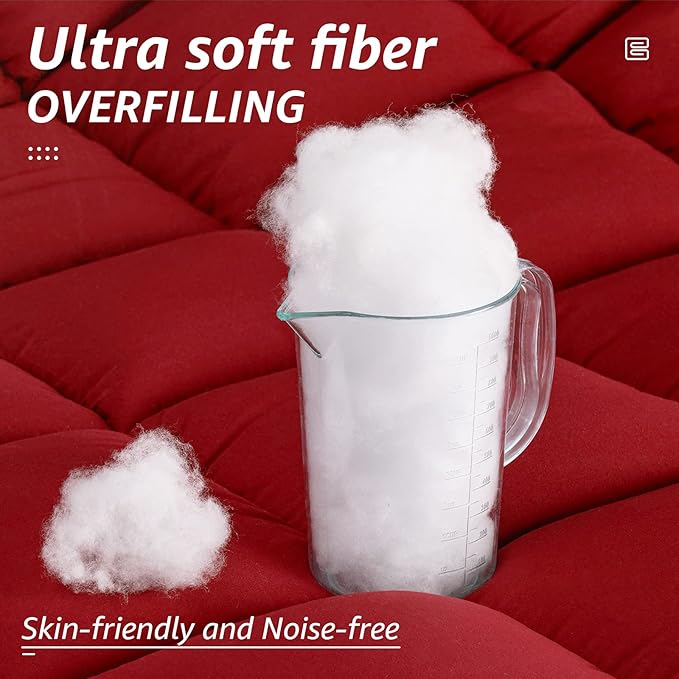HYLEORY All Season Full Size Bed Comforter - Cooling Down Alternative Quilted Duvet Insert with Corner Tabs - Winter Warm - Machine Washable - Red