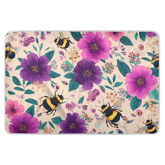 Waterproof Bed Pad Reusable Changing Pad Toddler Mattress Protector Large Pee Pad Baby Diaper Pad Soft Washable Liner Beige Bees and Colorful Flowers