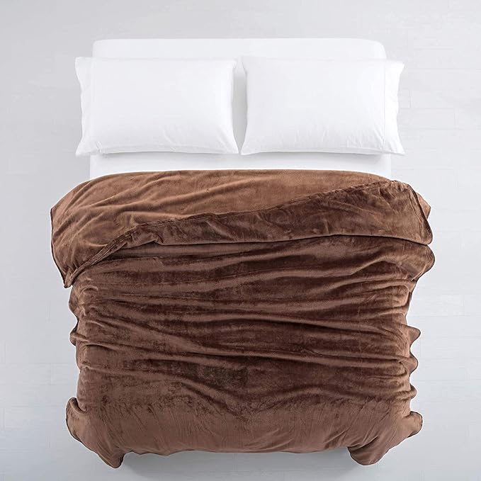 MOONLIGHT20015 Fleece Blanket Queen Size - Super Soft Fuzzy Throw Blanket for Couch and Sofa - Lightweight Luxury 400 GSM Microfiber Fluffy Bed Blankets and Throws, 90 x 90 Inches (Queen, Coffee)