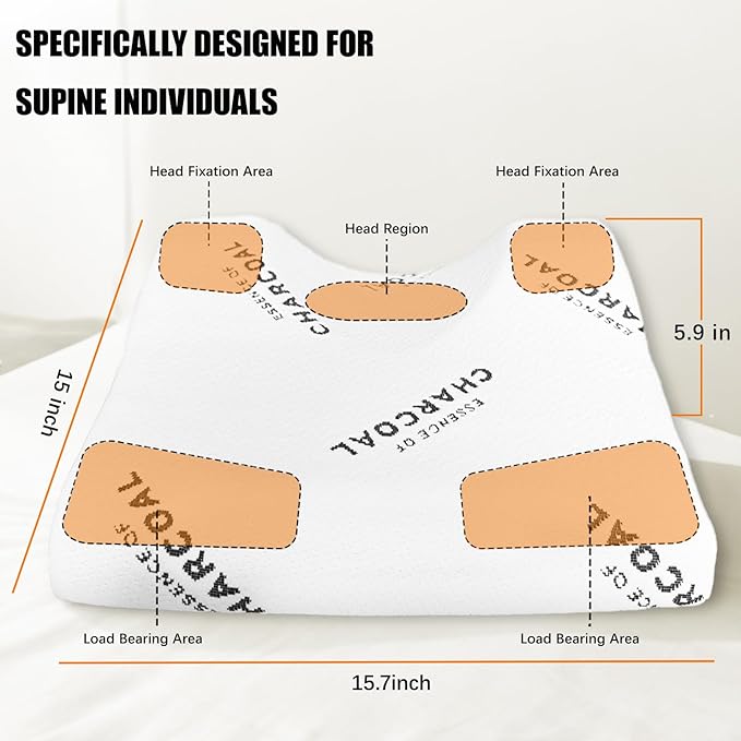 Anti-Roll Back Sleeping Training Pillow - Stable Head & Base of Neck Positioning for Post-Procedure Comfort, Facial Care & Beauty Sleep - Memory Foam Solution (White)