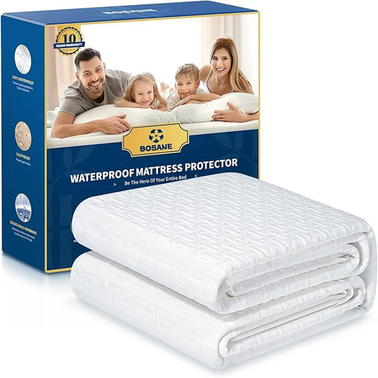 Premium 100% Waterproof King Mattress Protector Breathable Cooling 3D Air Fabric Cover Smooth Soft Hypoallergenic Noiseless Bed Cover Machine Washable Vinyl Free, 8-21'' Deep Pocket