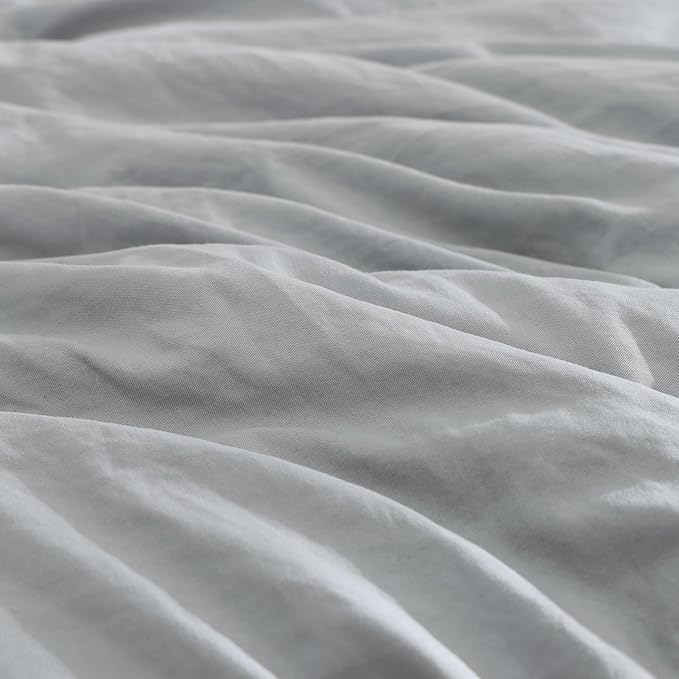 WRENSONGE Queen Comforter Set- 7 Pieces Soft Light Grey Bed in a Bag Queen with Fitted Sheet, Flat Sheet, 2 Pillow Shams, and 2 Pillowcases- Warm Bed Set for All Season