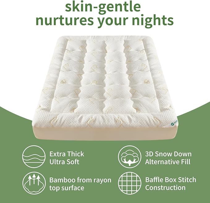 Premium 100% Waterproof Full Mattress Topper, Breathable Mattress Pad, Rayon from Bambo Bed Protector, Deep Pocket Sheet Cover 8"-21"