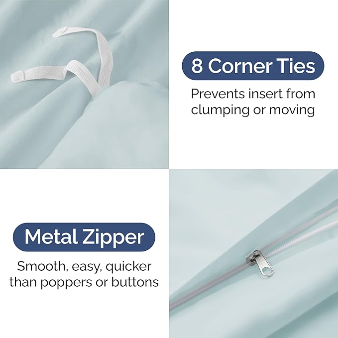 Duvet Cover King Size - Extra Soft King Size Duvet Cover - Lightweight, Breathable & Cozy - Easy Care & Fade Free w/ Zipper Closures & Ties - 104" x 90" Inches - (Ice Blue) Comforter Not Included