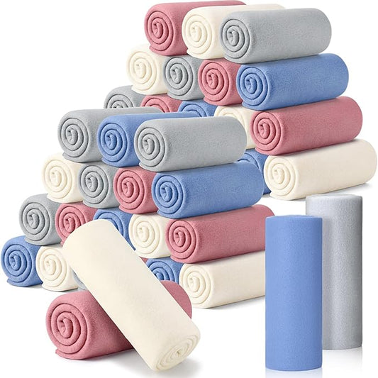 Kinlop 40 Packs Fleece Blanket Bulk 60 x 50 Inch Soft Lightweight Fleece Cozy Blanket Warm Throw Plush Pet Throw for Bed Couch Sofa Home Office Wedding Gifts Travel Camping(Relaxed Color,40 Packs)