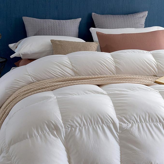 Royoliving Premium Feathers Down Duvet Insert Comforter Twin Size All Season Medium Warmth White 100% Cotton Cover with Corner Tabs (68x90, 35 oz)