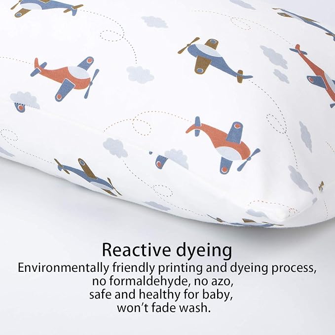 NTBAY Organic Cotton Toddler Pillowcases - Super Soft & Breathable Jersey Cotton Toddler Pillow Cases, 13”x18” Pillow Cases with Envelope Closure, Jet