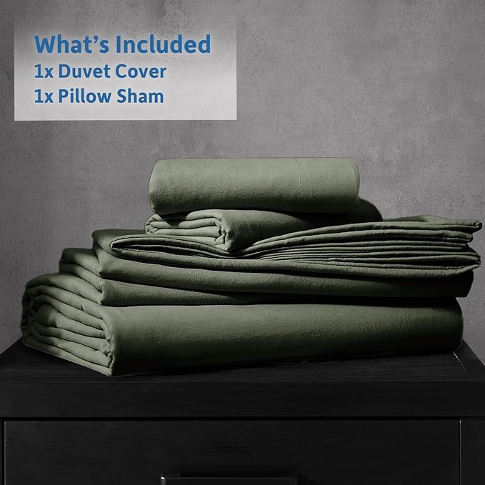 Nestl Olive Green Duvet Cover Queen Size - Soft Prewashed Queen Duvet Cover Set, 3 Piece, with Zipper Closure, 1 Duvet Cover 90x90 inches and 2 Pillow Shams