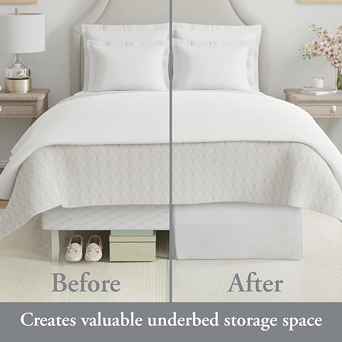 Bed Maker’s Never Lift Your Mattress Bed Skirt, Designed for Box Spring Beds, Split Corners, 14 Inch Drop Length, Full, Silver