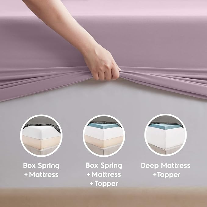 Nestl Full Sheet Set - Luxury 1800 Ultra-Soft Microfiber Full Bed Sheets - Double Brushed - Deep Pockets - Easy Fit - 4 Piece Set - Bedding Sheets & Pillowcases (Full, Dusty Purple)