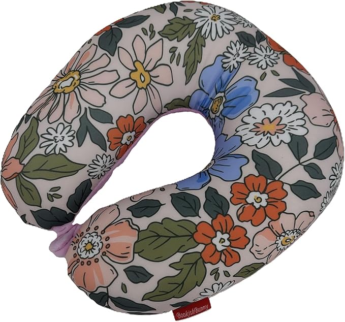 Bookishbunny U Shaped Micro Beads Microbead Neck Head Support Travel Pillow, 12"x12"x4" (PastelFlower)