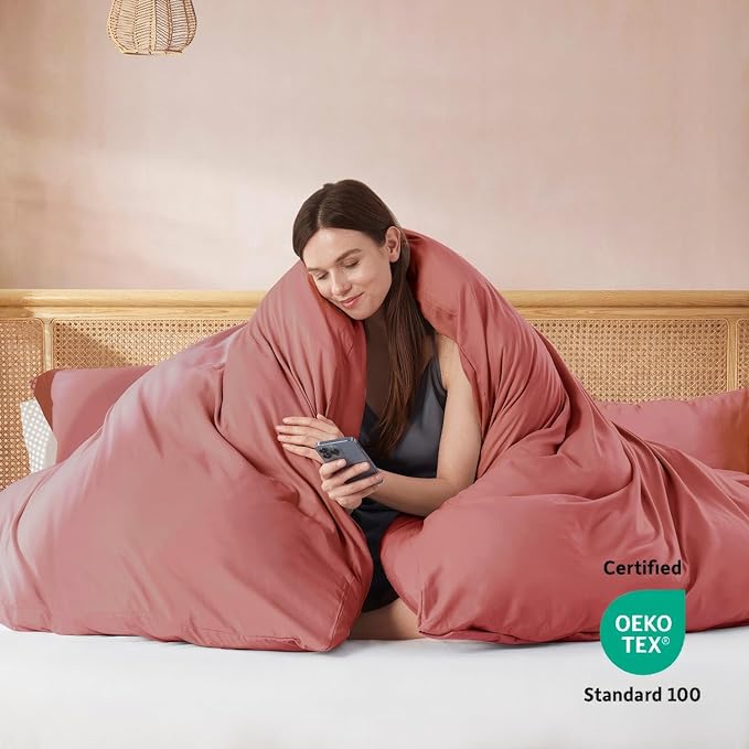 Nestl Pink Clay Duvet Cover Full Size - Soft Double Brushed Full Size Duvet Cover Set, 3 Piece, with Button Closure, 1 Duvet Cover 80x90 inches and 2 Pillow Shams