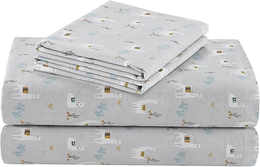 Comfort Spaces 100% Cotton Sheet Set Breathable, Lightweight, Soft with 14" Elastic Pocket Fits up to 16" Mattress, All Season Cozy Bedding, Matching Pillow Case, King Lama Multi 4 Piece