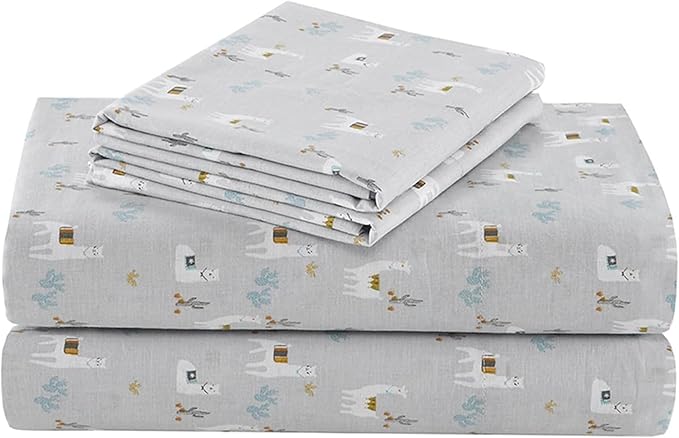 Comfort Spaces 100% Cotton Sheet Set Breathable, Lightweight, Soft with 12" Elastic Pocket Fits up to 14" Mattress, All Season Cozy Bedding, Matching Pillow Case, Twin Lama Multi 3 Piece