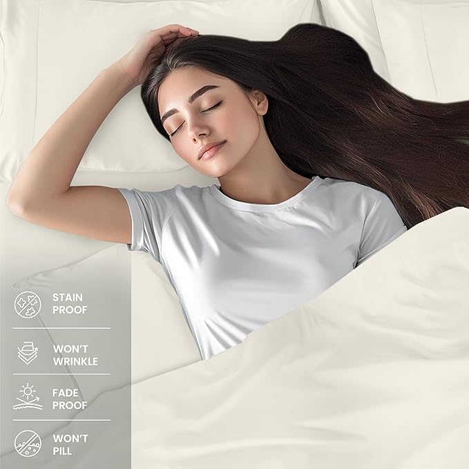 Utopia Bedding Twin Sheet Set – 3 Piece Bed Sheets for Twin Size Bed, Soft and Breathable Microfiber, Includes 1 Fitted Sheet, 1 Flat Sheet and 1 Pillowcase (Ivory)