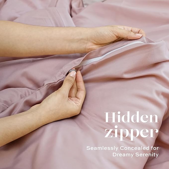 White Classic Pink Duvet Cover King Size, Microfiber Duvet Cover with Zipper, Set of 1 Down Comforter Cover with 2 Pillow Shams, Luxury Comforter Cover King Size | Comforter Not Included