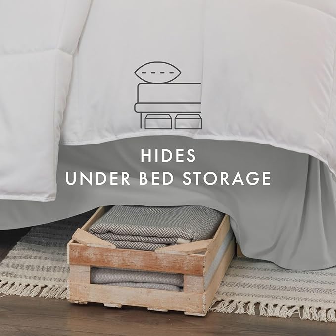 Linen Market Bed Skirt - Ultra Soft Microfiber - Easy Fit with 14" Tailored Drop - Hotel Quality, Shrinkage & Fade Resistant - Bed Cover - Cal King Bed Skirt - Bedroom Décor - (Cal King, Light Gray)