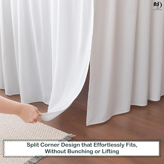 Premium Microfiber King Ruffled Bed Skirt, 18” Drop with Split Corners, Soft Wrinkle Free Bedskirt with Platform, Solid White Dust Ruffle for 78" x 80" Mattress