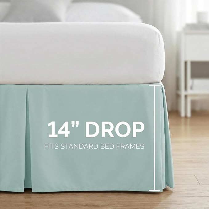 Southshore Fine Living, Inc. Twin Size Bed Skirt - 14" Drop, Luxury Pleated Bed Skirts, Twin Size Bedding Dust Ruffle, Sky Blue