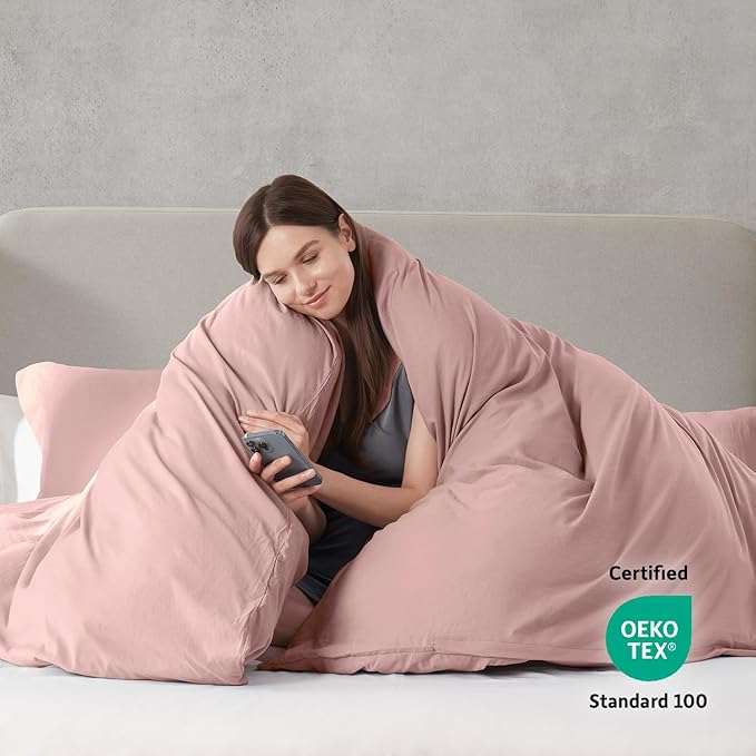 Nestl Blush Pink California King Duvet Cover Sets - Soft Prewashed Cal King Duvet Cover, 3 Piece, with Zipper Closure, 1 Duvet Cover 104x98 inches and 2 Pillow Shams