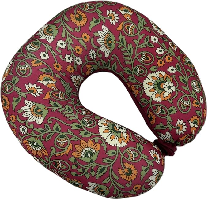 Bookishbunny U Shaped Micro Beads Microbead Neck Head Support Travel Pillow, 12"x12"x4" (Chintz)
