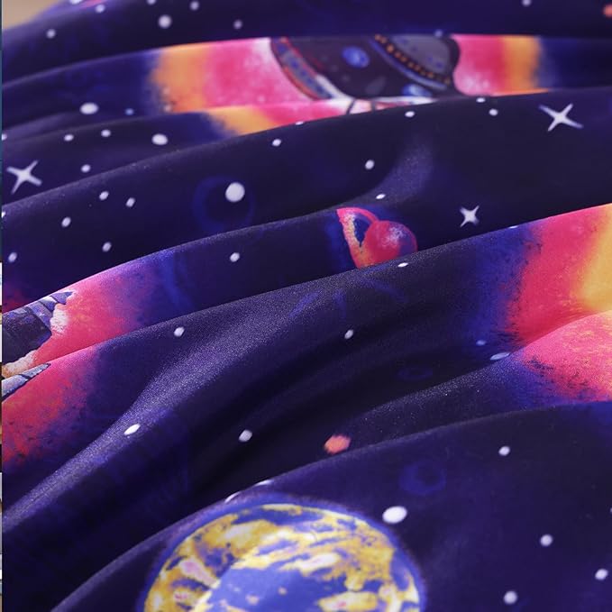 Full Kids Comforter Set - 7 Pieces Full Bedding Sets for Boys Teen, Outer Space Rocket Bed in A Bag with Sheets