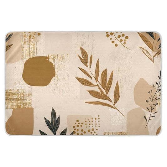 Waterproof Bed Pad Reusable Changing Pad Toddler Mattress Protector Large Pee Pad Baby Diaper Pad Soft Washable Liner Vintage Boho Brown Plant