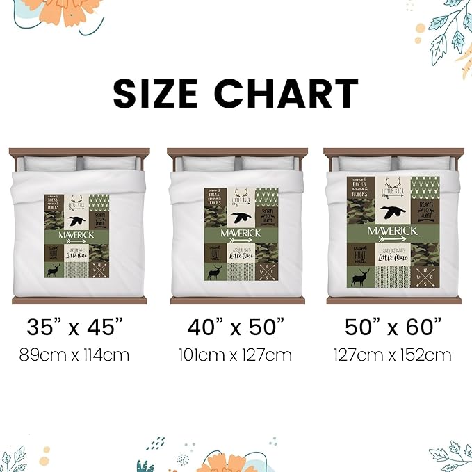Personalized Baby Blankets for Boys, Baby Blanket for Boys with Name, Soft Plush Receiving for Newborns - Essential Baby Items, Camo Woodland Bear 35x45 Inches