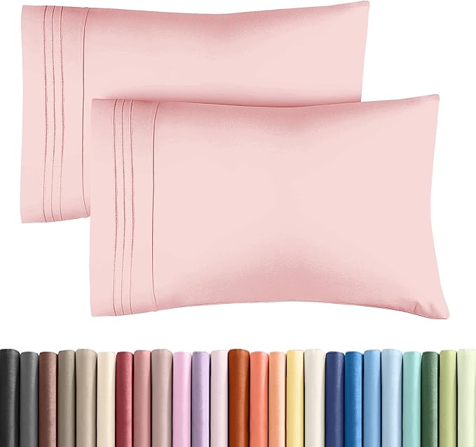 King Pillow Cases Set of 2 - Ultra Soft Hotel Quality Pillowcase Covers - Comfy, Cozy & Wrinkle Free - Shrinkage, Stain & Fade Resistant - Machine Washable Pillow Protectors - 2 Piece Set - Baby Pink