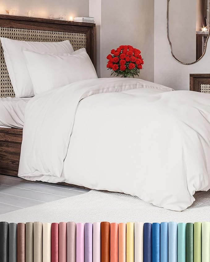Duvet Cover Twin/Twin XL Size - Extra Soft Twin/Twin XL Size Duvet Cover - Lightweight, Breathable & Fade Free w/ Zipper Closures & Ties - 68" x 90" Inches - (Antique White) Comforter Not Included