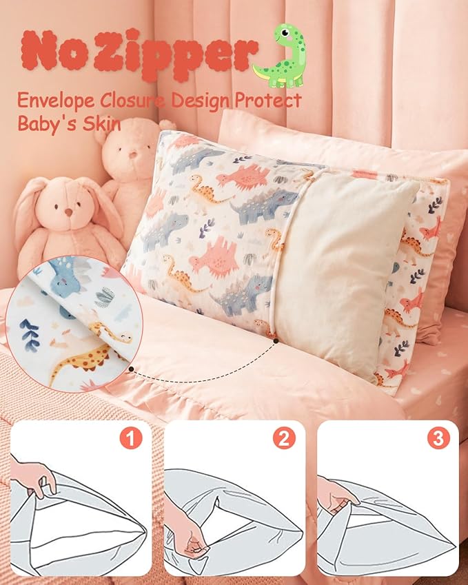 ALVABABY Toddler Pillowcase Kids Pillow Cover Polyester Bean Velvet Soft Warm 2 Pack Fit 13"x 18" or 12"x16" Envelope for Girl Boy Sleepy Travel 2TPMT01A