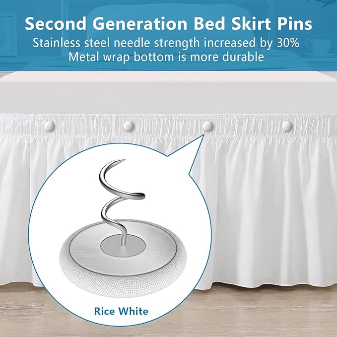 Flax Covered Button Twist Pins - for Bed Skirts Pins,Sofa,Upholstery,Armchair Caddies, Armrest Covers, Slipcovers (12, M-Rice White 12)