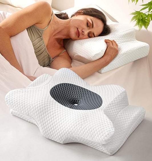 Emircey Clinical-Level Relief Cervical Neck Pillow for Sleeping, Ergonomic for Back Stomach Sleepers, Orthopedic Contour Memory Foam Pillow for Side Sleepers,Cooling Pillow for Neck Relief, Gray, King
