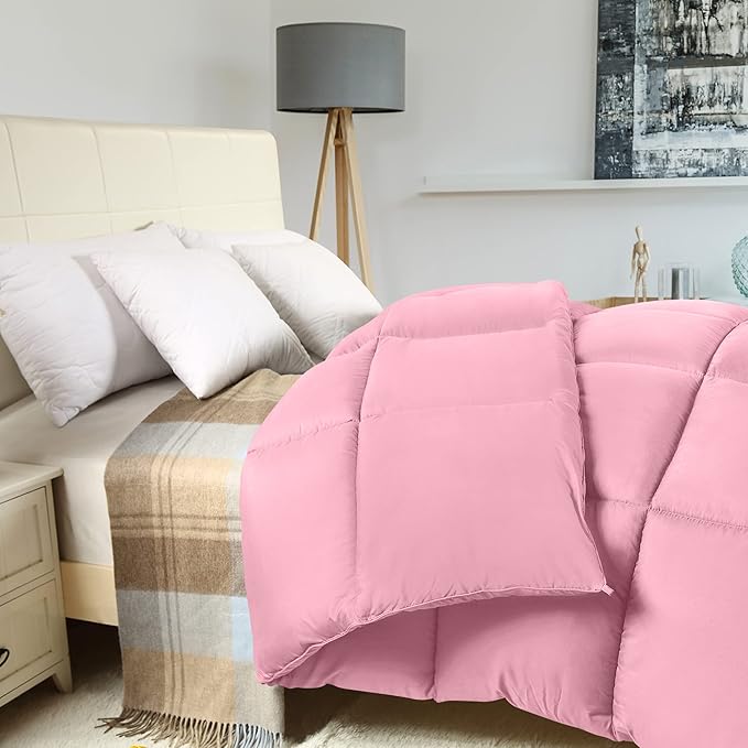 Utopia Bedding Comforter Duvet Insert, Quilted Comforter with Corner Tabs, Box Stitched Down Alternative Comforters Queen Size (Pink)
