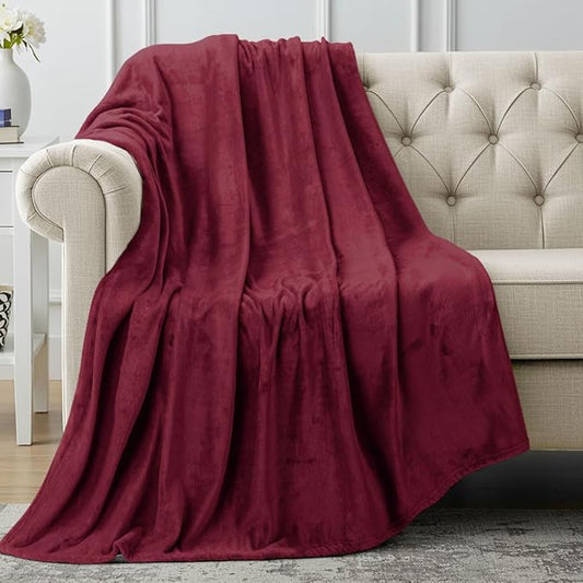 Utopia Bedding Fleece Blanket Throw Size Burgundy 300GSM Luxury Anti-Static Fuzzy Soft Microfiber Blanket for Couch, Sofa and Bed (50x60 Inch)