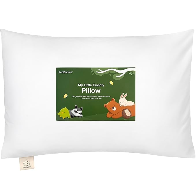 KeaBabies Toddler Pillow with Pillowcase - 13x18 My Little Cuddly Kids Travel Pillows for Sleeping, Nap, Viscose from Bamboo Nursery Pillowcase, Soft & Breathable, Toddler 2-5 Years Old (Soft White)