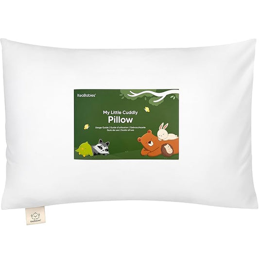 KeaBabies Toddler Pillow with Pillowcase - 13x18 My Little Cuddly Kids Travel Pillows for Sleeping, Nap, Viscose from Bamboo Nursery Pillowcase, Soft & Breathable, Toddler 2-5 Years Old (Soft White)