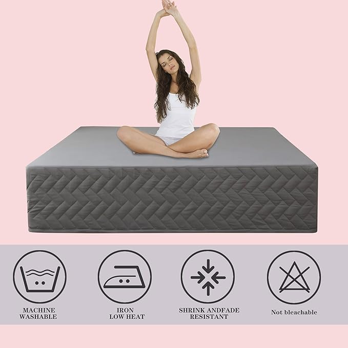 Full Bed Skirt-Box Spring Cover with 14 Inch Tailored Drop,Wrinkle and Fade Resistant Hotel Wrap Around Bed Skirts,Bed Frame Cover (Checkered Gray, Full)
