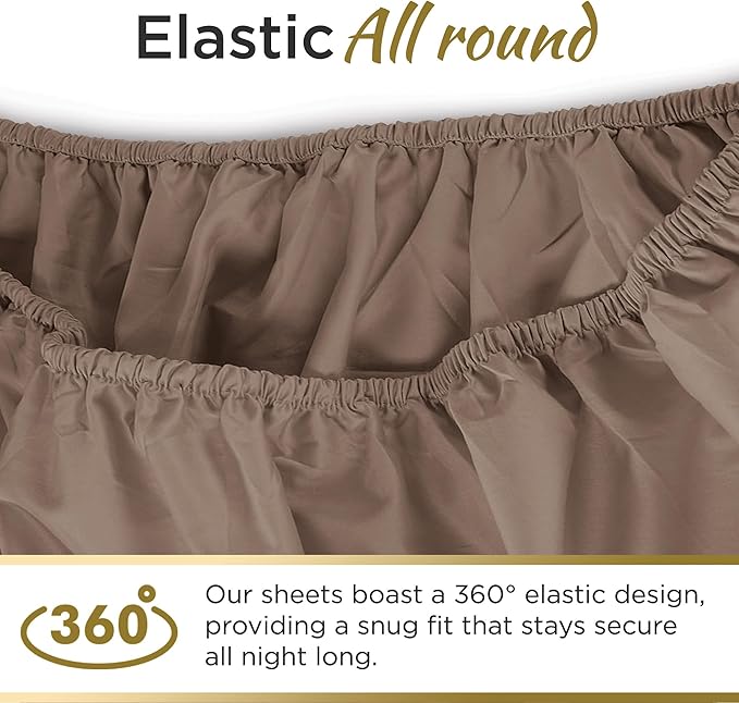 Twin XL 100% Microfiber Double Brushed Sheet Set - Extra-Soft & Wrinkle-Free - 15" Deep Pockets, 39" x 80" - Ideal for Dorms, Hospitals & Split King Beds - 3 PC Set (Twin XL, Mocha)