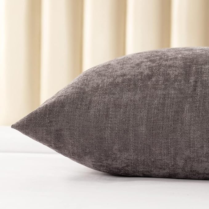 AMBERIS 2 Pillowcases (45×45cm)(Without Insert) Grey, Chenille Soft No Fading Modern 2 Pillowcases (Without Insert)