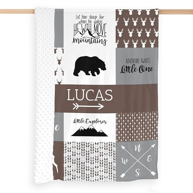 Customized Baby Blanket for Newborn Receiving, Cotton Lightweight - Personalized Baby Boy Gifts - Thermal Blanket Gift for Shower & Hospital Welcoming, Fondue Fudge, 40"x50"