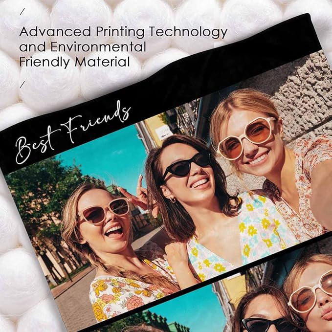 Personalized Blanket with Pictures, 2 Photos Customized Blanket Photo Blankets Customize Personalized Best Friend Sister Pictures Blankets for Family Friend