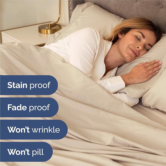 Split King 7 Piece Sheet Set - Comfy Breathable & Cooling - Ultra-Soft Hotel Luxury Bedding Set w/ 8-16 Inch Deep Pockets - 1 Flat & 2 Fitted Sheet & 4 Pillowcases - Wrinkle Free & Easy Care - Wheat