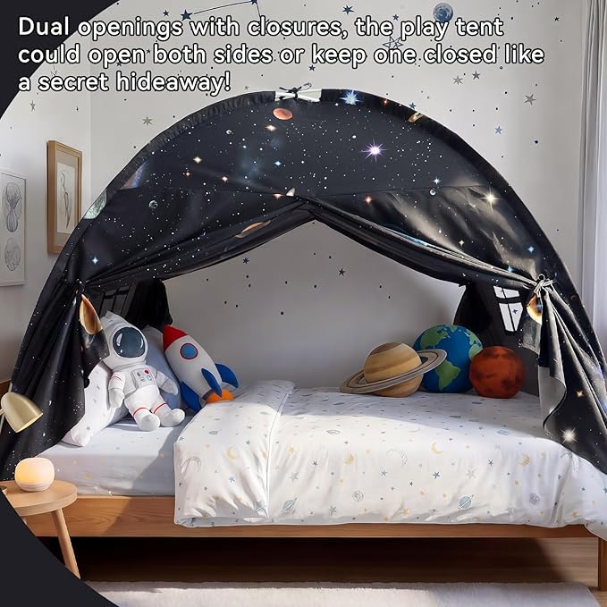 Sherilyn Full Bed Toddler Canopy Tent, Kids Indoor Canopy Privacy Space Sleeping Playhouse Blackout Bunk Bed Tents Full Size (Galaxy Tent) for Boys Girl Birthday House Gift