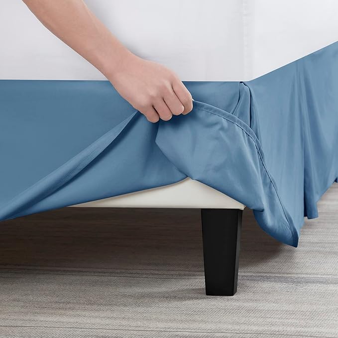 Nestl Blue Heaven Twin Bed Skirt - Twin Size Bed Skirt 14 Inch Drop - Brushed Microfiber Bed Skirts - Hotel Quality Pleated Bed Skirt - Shrinkage & Fade Resistant