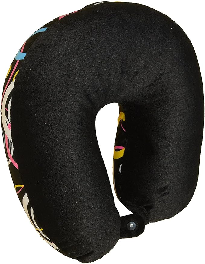 Bookishbunny U Shaped Micro Beads Microbead Neck Head Support Travel Pillow, 12"x12"x4" (CircleBlack)