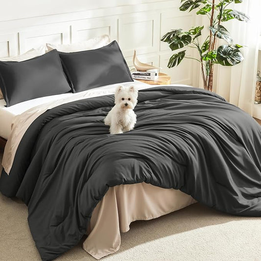 Litanika Twin XL Comforter Set Dark Grey - 2 Pieces Extra Long Bed Set for College Dorm, All Season Bedding Set for Girls and Boys