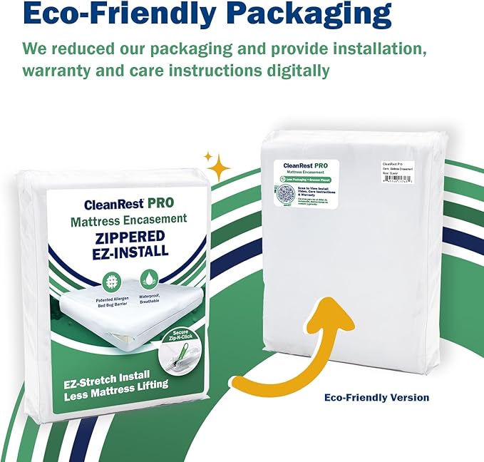CleanRest Pro Mattress Protector Encasement, MicroPlush Fabric, Ultimate Sleep Surface Protection with Patented MicronOne Technology, Zip-N-Click Security, EZ-Fit, Waterproof (Twin XL)