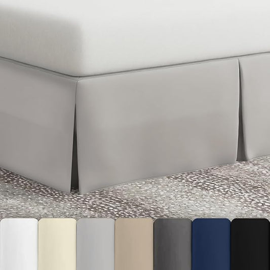 Bed Maker’s Never Lift Your Mattress Bed Skirt, Designed for Box Spring Beds, Split Corners, 14 Inch Drop Length, Twin, Silver